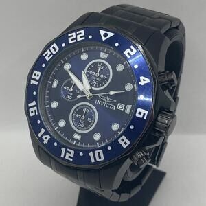 Men’s Invicta Specialty 48mm Chronograph Watch 15944 Black Band Blue Dial RUNS